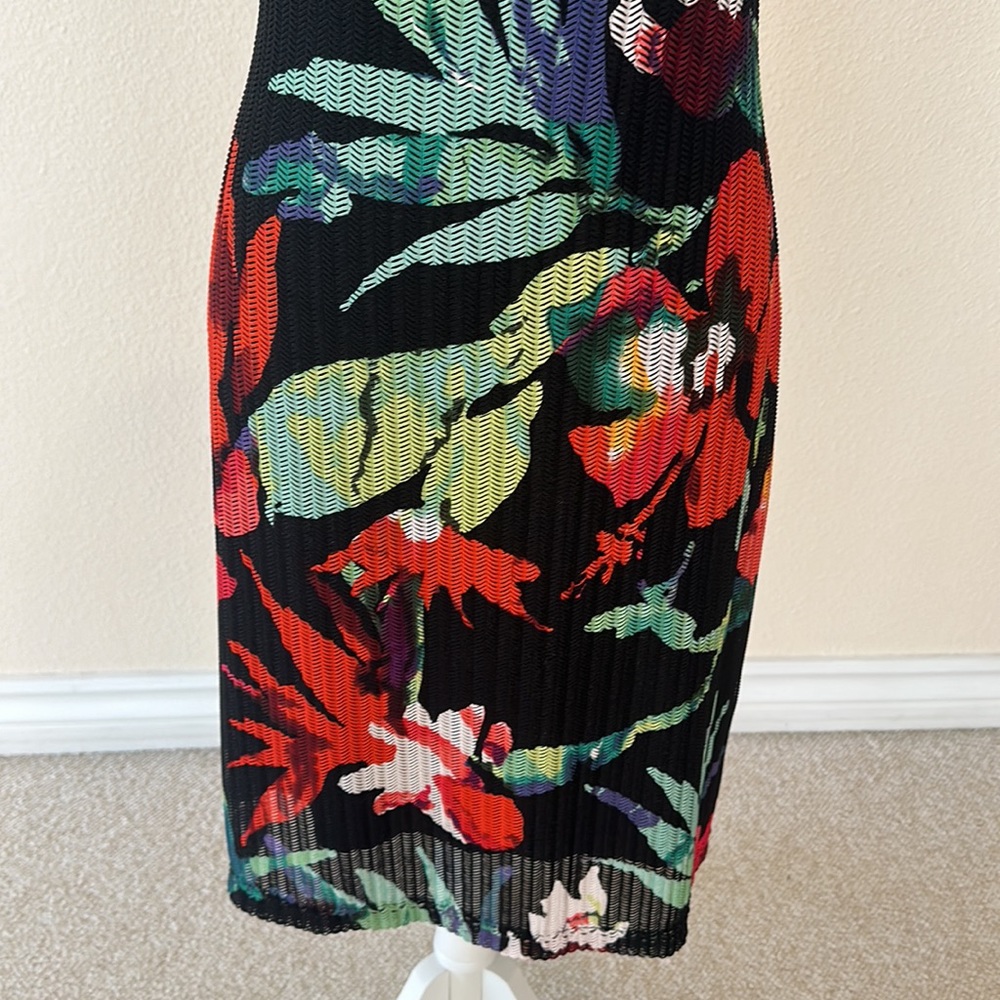 connected apparel Black Floral Sheath Dress with Red & Green Accents - Picture 3 of 6